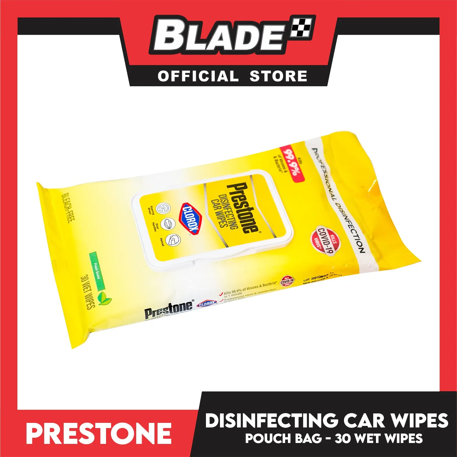 Prestone Disinfecting Car Wipes Flow Pack 30pcs (Fresh Scent)