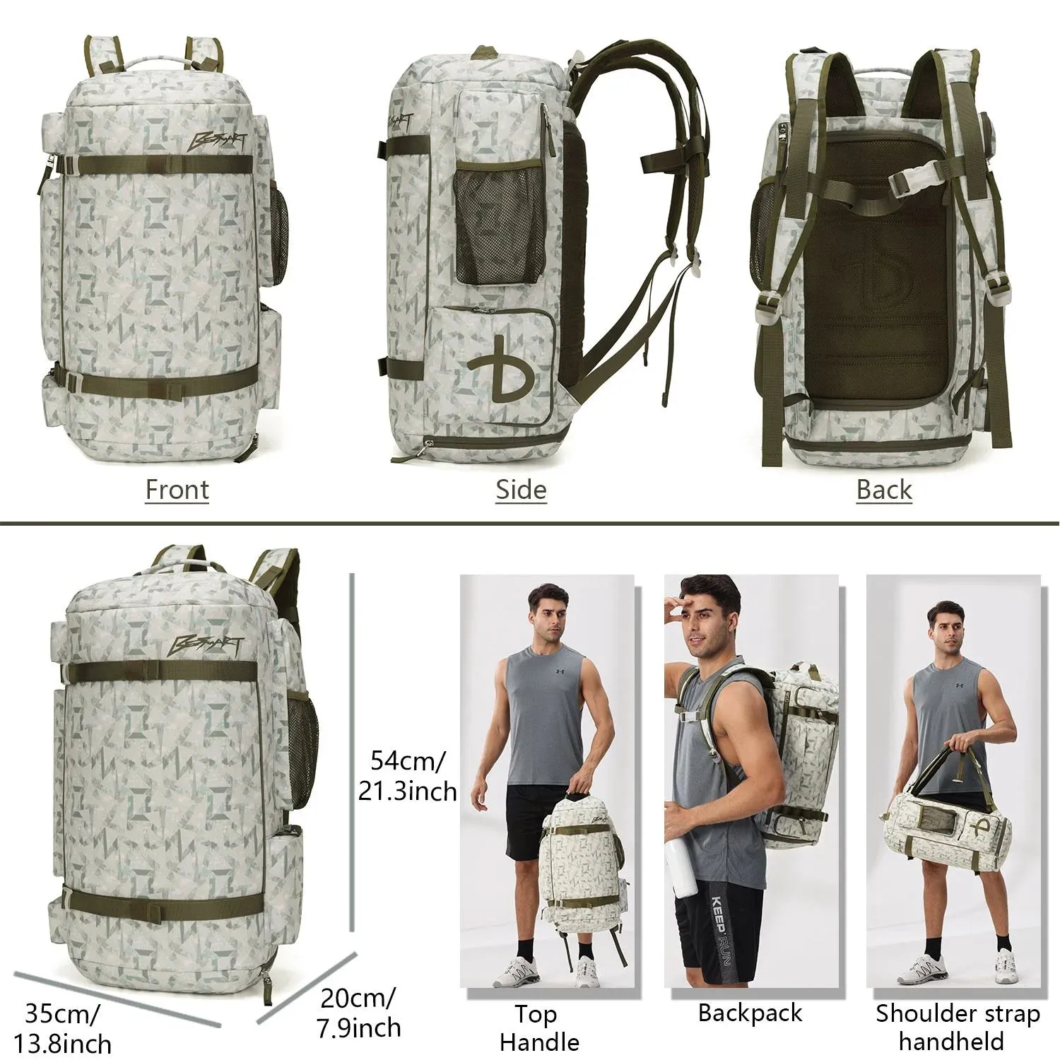 Professional assistance 50L with Exclusive savings Heavy Shoe Outdoor (XL) Gym Duffel - Men Extra Duty for Bag and Waterproof SMART Hiking, for Camping Compartment Sports, BE Backpack Large