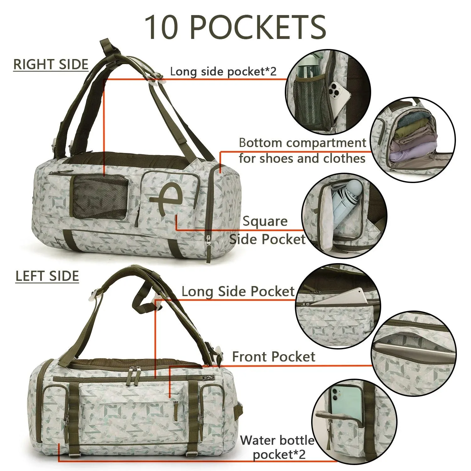 Professional assistance 50L with Exclusive savings Heavy Shoe Outdoor (XL) Gym Duffel - Men Extra Duty for Bag and Waterproof SMART Hiking, for Camping Compartment Sports, BE Backpack Large