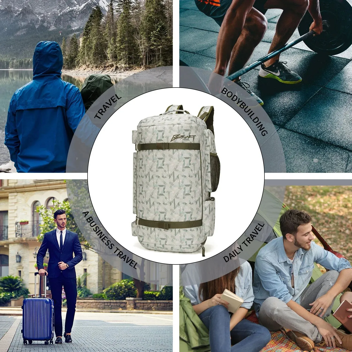 Professional assistance 50L with Exclusive savings Heavy Shoe Outdoor (XL) Gym Duffel - Men Extra Duty for Bag and Waterproof SMART Hiking, for Camping Compartment Sports, BE Backpack Large
