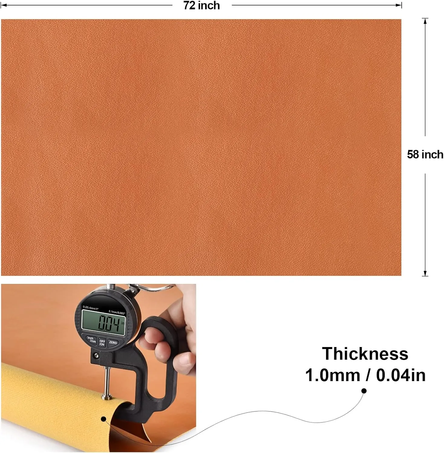 PU Fabric Leather 2 Yards 58" x 72", 1.25mm Thick Faux Synthetic Leather Material Sheets for Upholstery Crafts, DIY Sewings, Sofa, Handbag, Hair Bows Decorations Brich_Smooth Surface