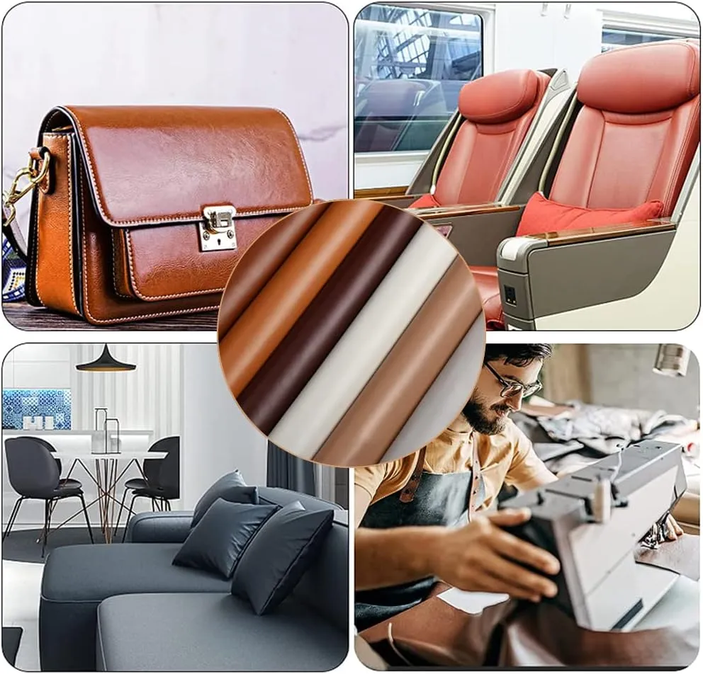 PU Fabric Leather 2 Yards 58" x 72", 1.25mm Thick Faux Synthetic Leather Material Sheets for Upholstery Crafts, DIY Sewings, Sofa, Handbag, Hair Bows Decorations Brich_Smooth Surface
