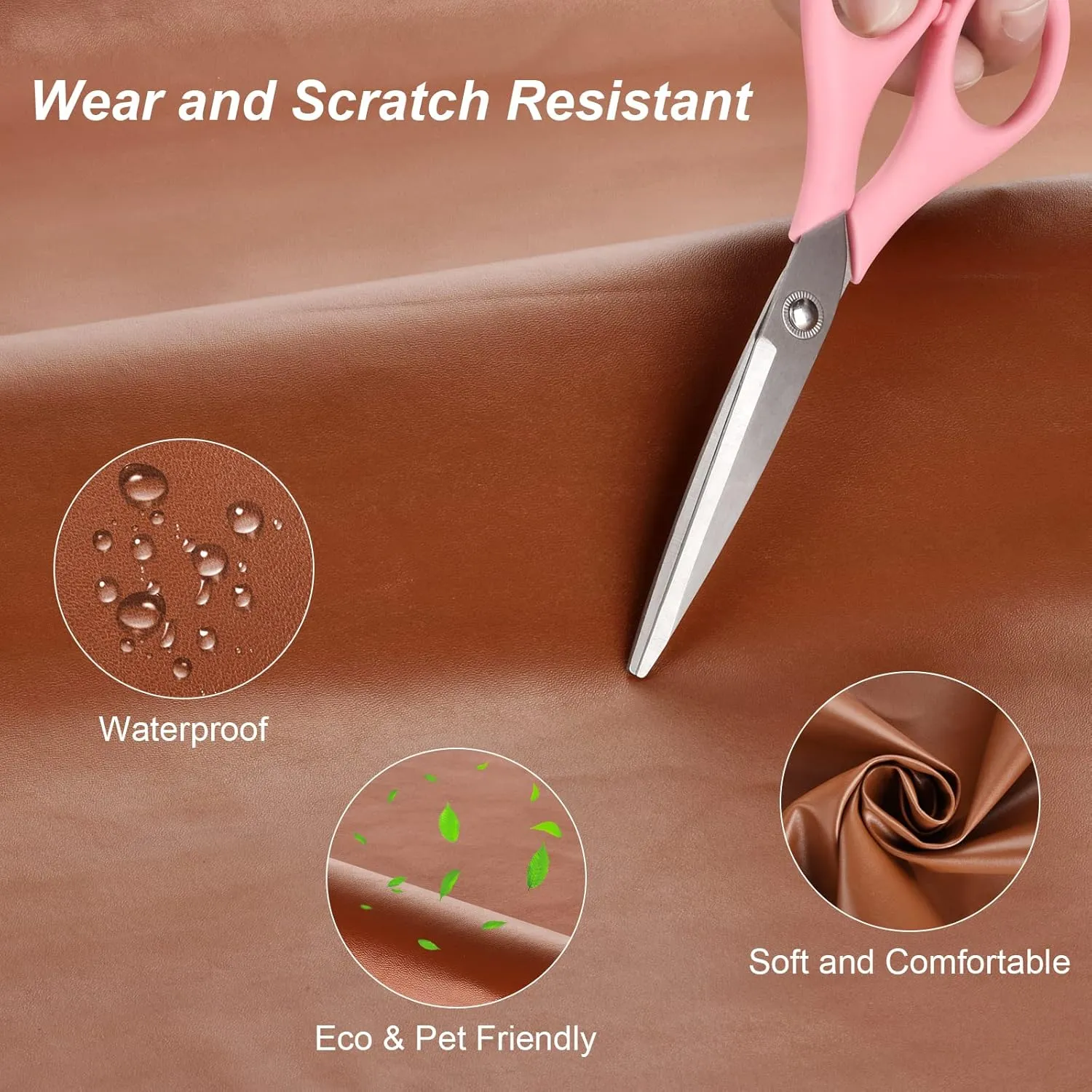 PU Fabric Leather 2 Yards 58" x 72", 1.25mm Thick Faux Synthetic Leather Material Sheets for Upholstery Crafts, DIY Sewings, Sofa, Handbag, Hair Bows Decorations Brich_Smooth Surface
