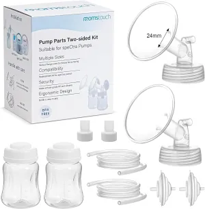 Pump Parts Compatible with Spectra S1/S2/9 Plus, Not Original Accessories, Full Set Replacements Include 24mm Flange, Duckbill Valve, Backflow Protector, Tubing and Bottle