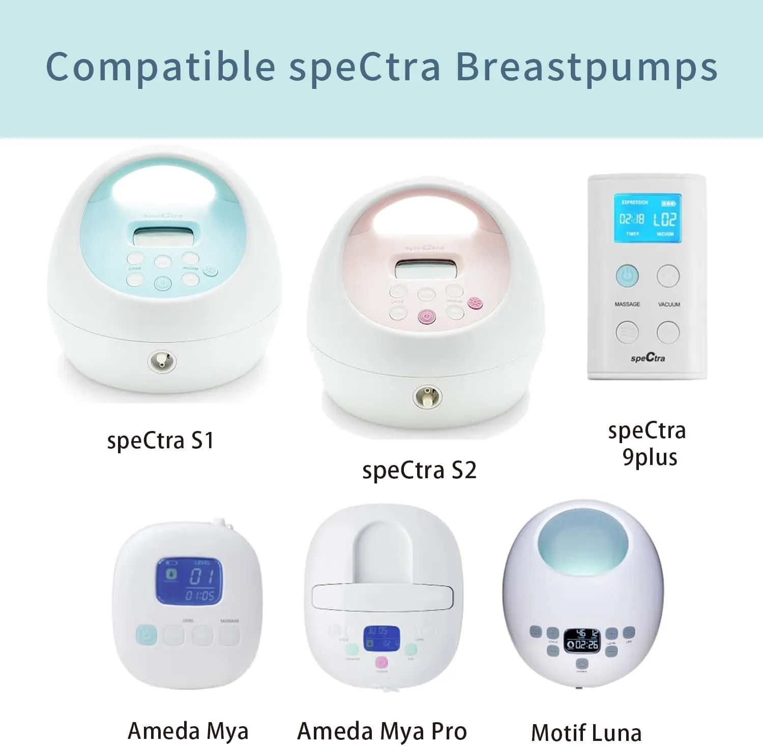 Pump Parts Compatible with Spectra S1/S2/9 Plus, Not Original Accessories, Full Set Replacements Include 24mm Flange, Duckbill Valve, Backflow Protector, Tubing and Bottle