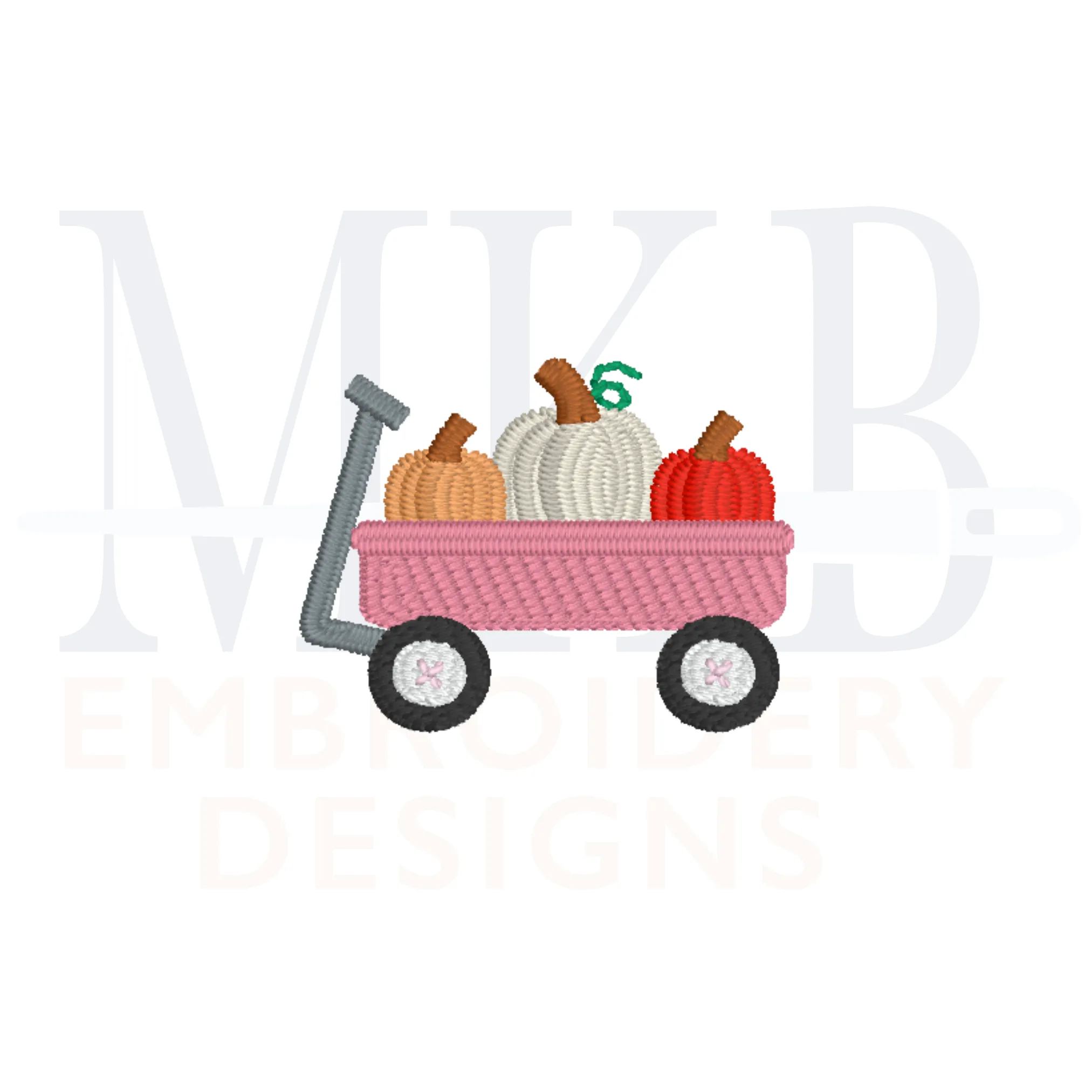 Pumpkin Trio Wagon Embroidery Design