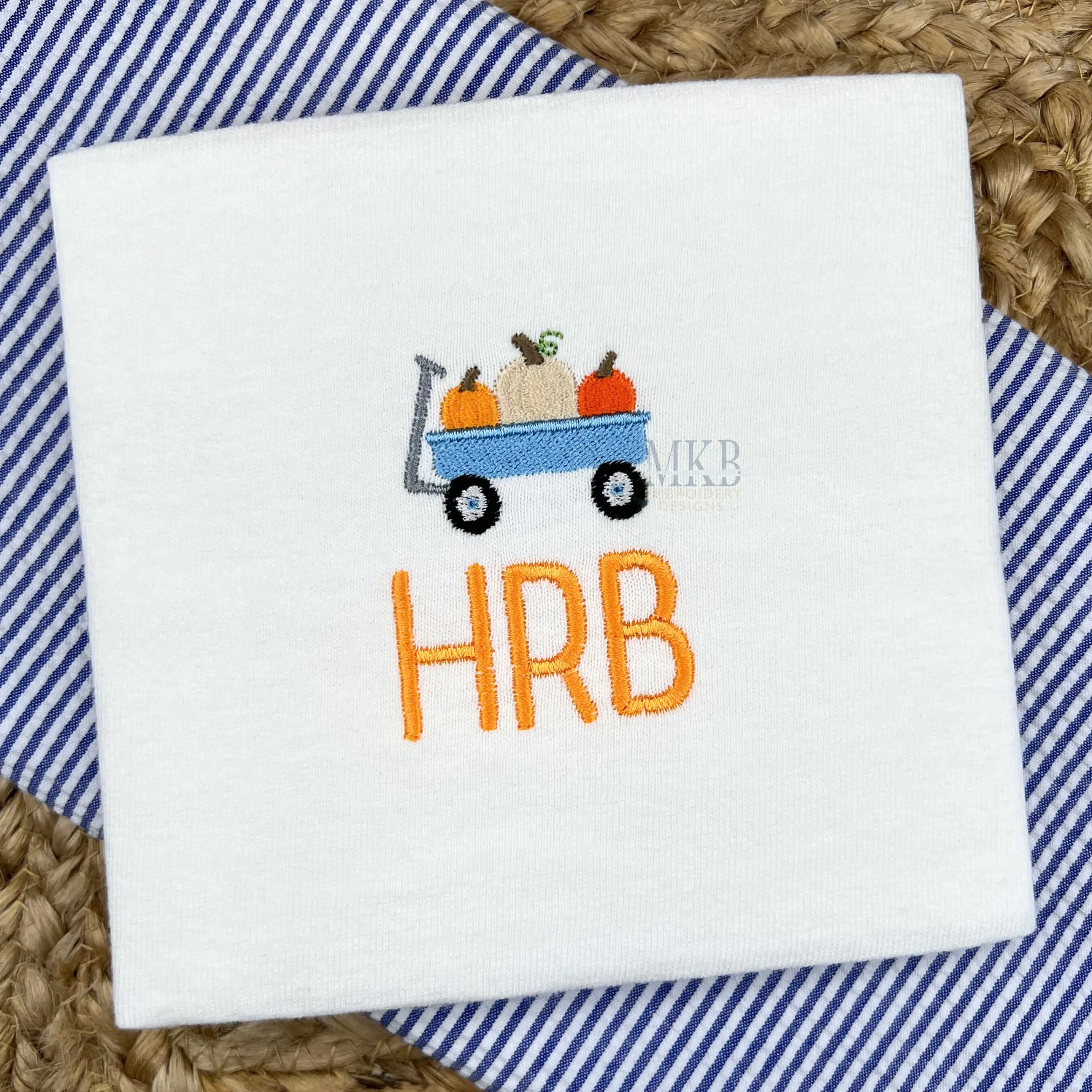 Pumpkin Trio Wagon Embroidery Design