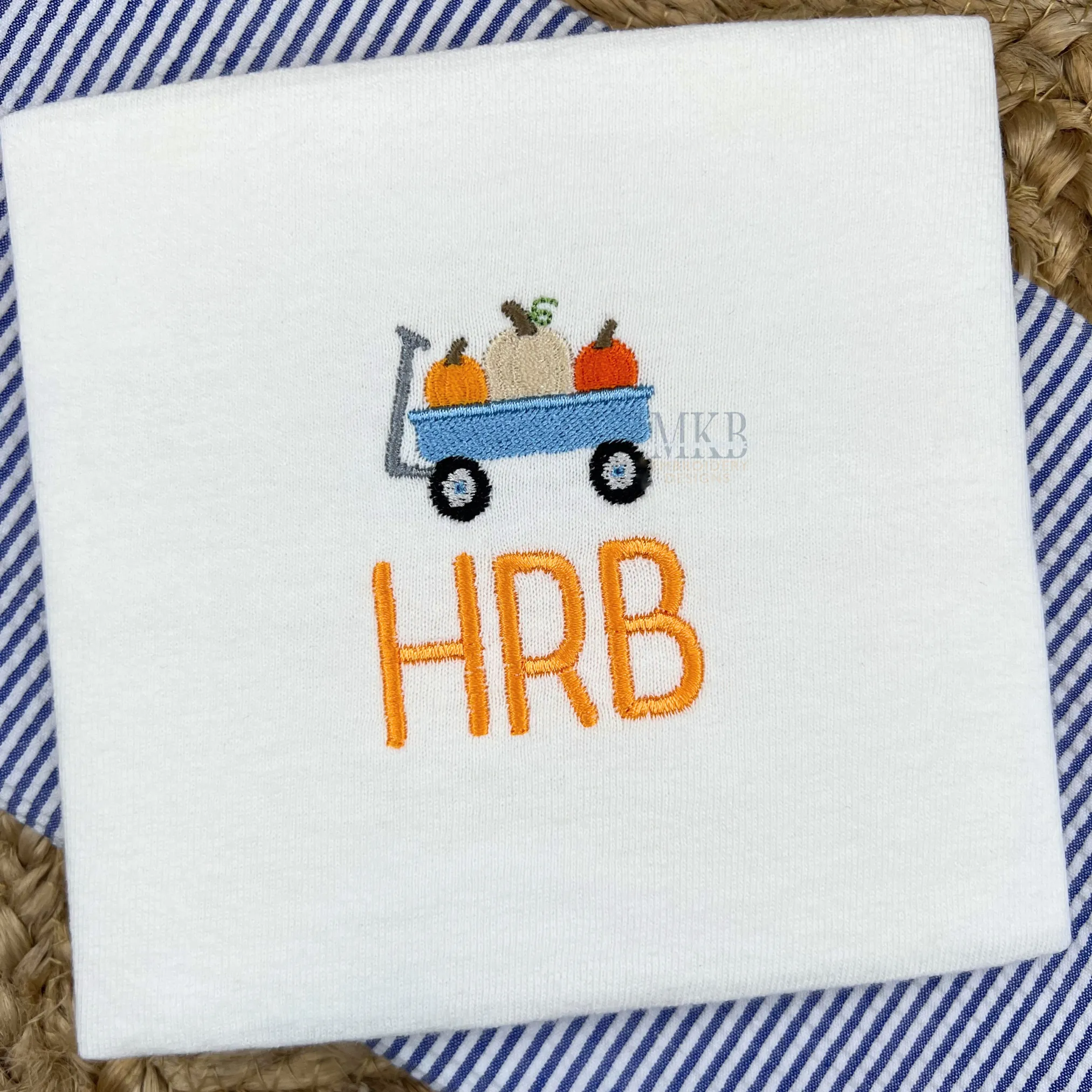 Pumpkin Trio Wagon Embroidery Design