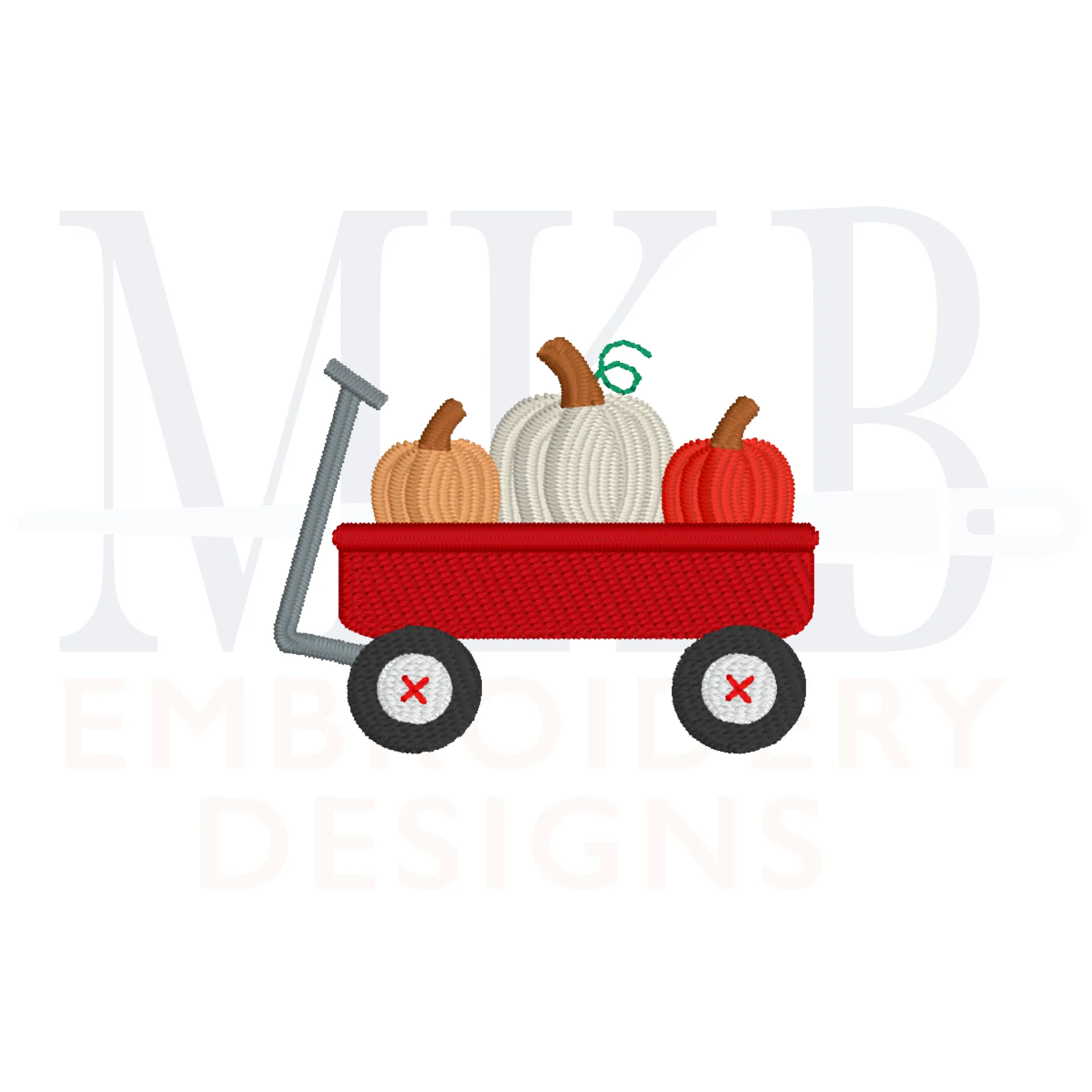 Pumpkin Trio Wagon Embroidery Design
