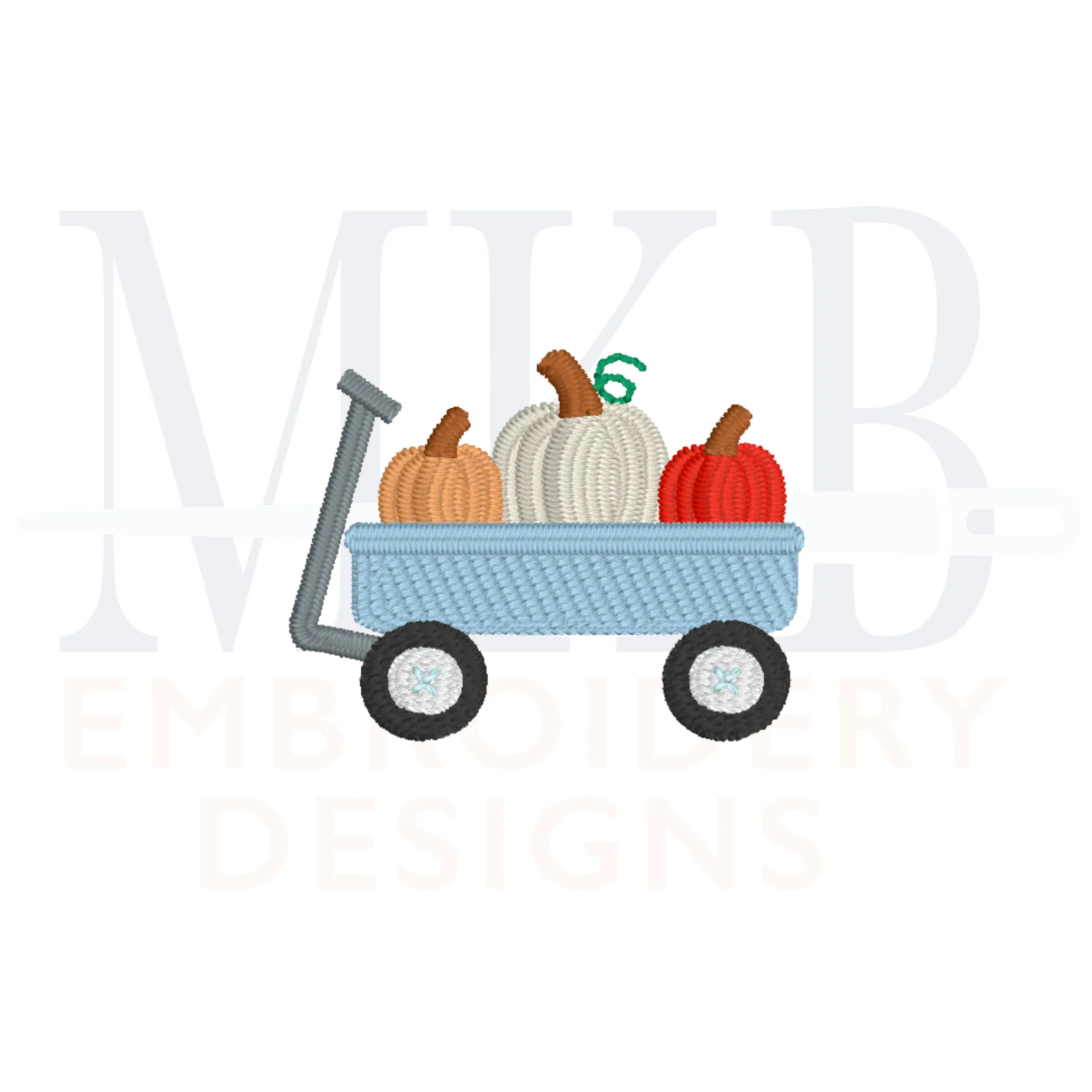 Pumpkin Trio Wagon Embroidery Design
