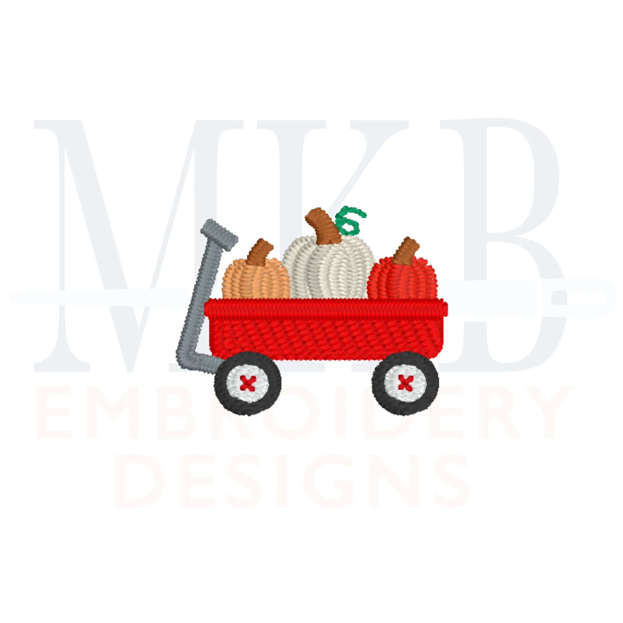 Pumpkin Trio Wagon Embroidery Design