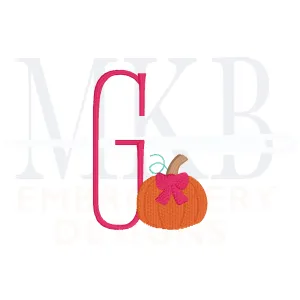 Pumpkin with Bow Mini Machine Embroidery Design File