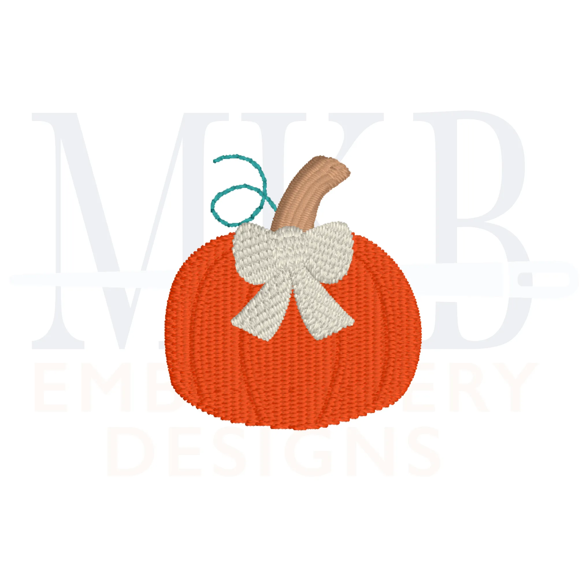 Pumpkin with Bow Mini Machine Embroidery Design File