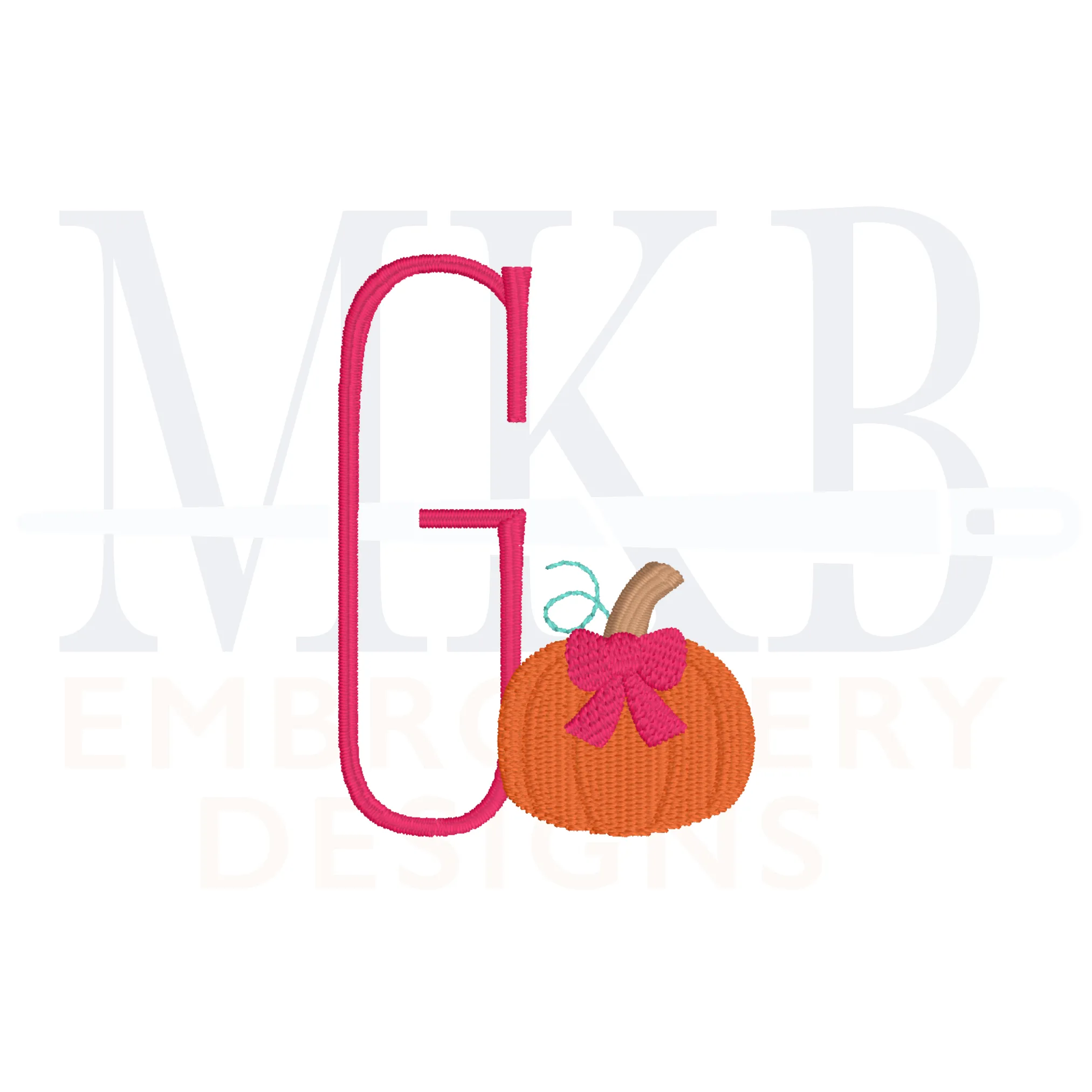 Pumpkin with Bow Mini Machine Embroidery Design File