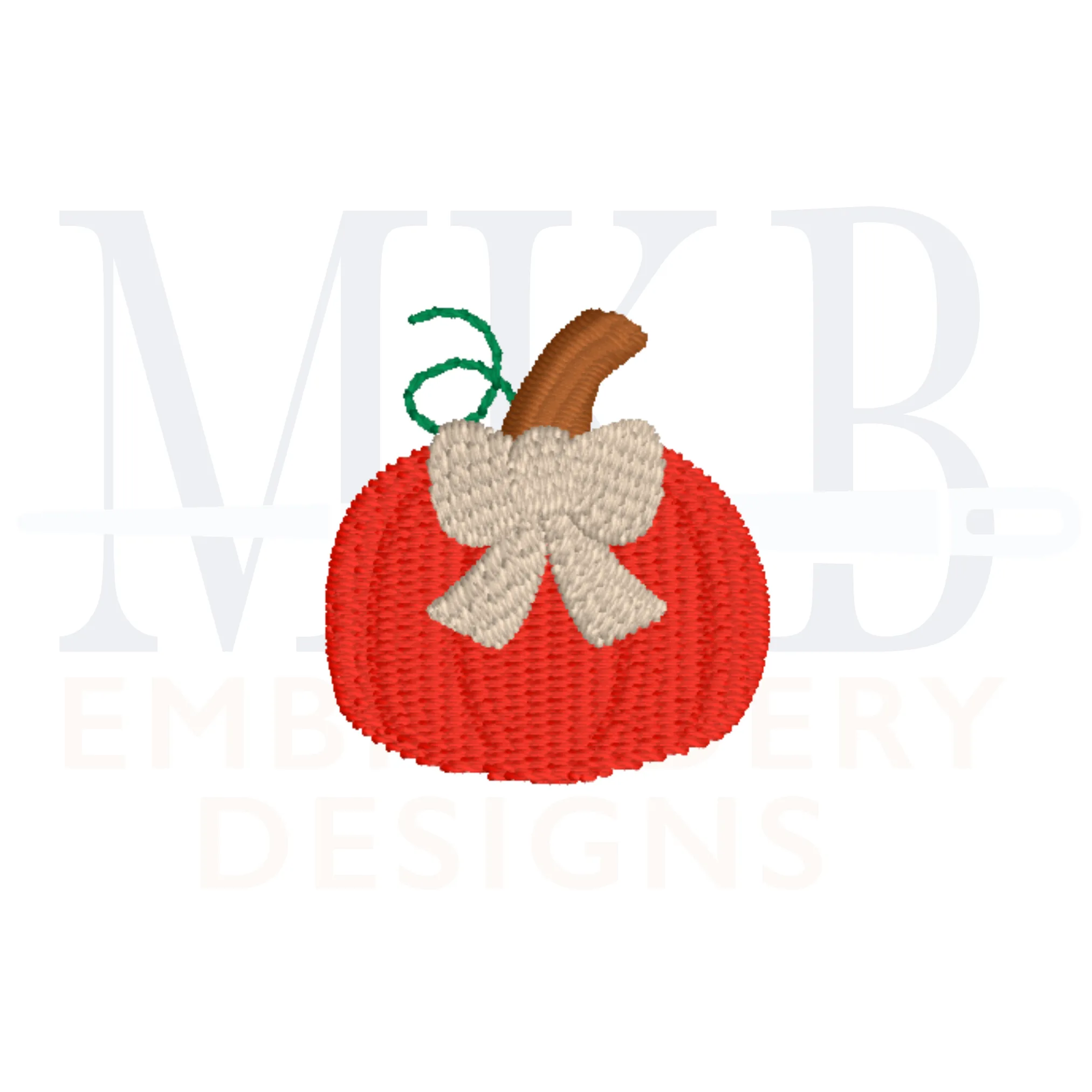 Pumpkin with Bow Mini Machine Embroidery Design File
