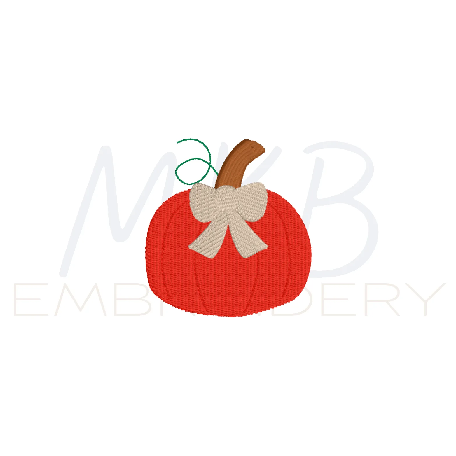 Pumpkin with Bow Mini Machine Embroidery Design File