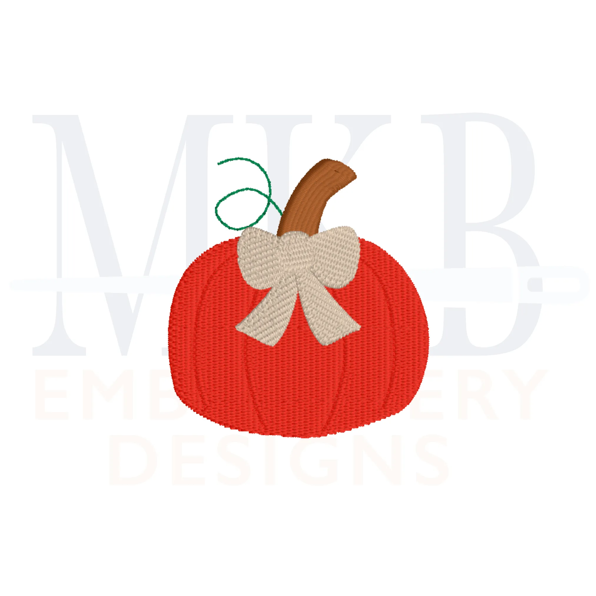 Pumpkin with Bow Mini Machine Embroidery Design File