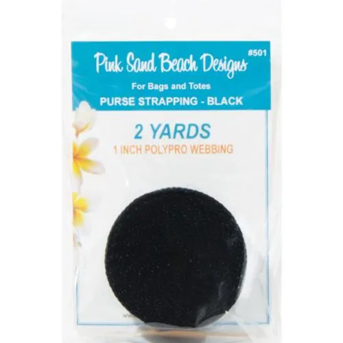 Purse Strapping 1 Inch Polypro Webbing 2yd Black Pink Sand Beach Designs