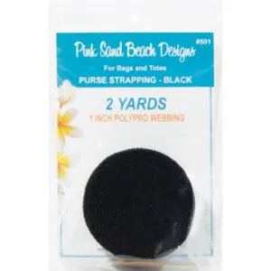 Purse Strapping 1 Inch Polypro Webbing 2yd Black Pink Sand Beach Designs