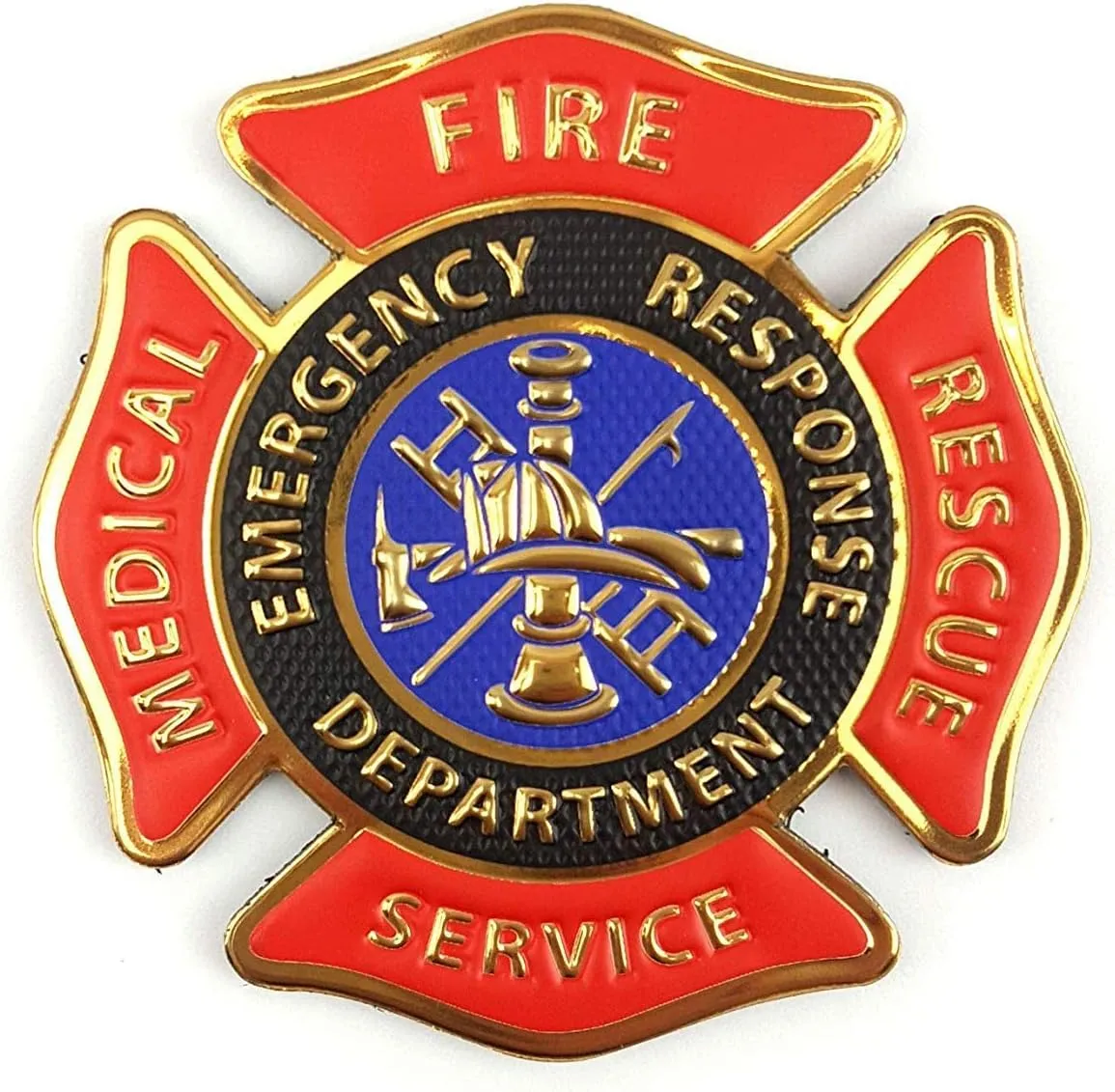 PVC Morale Patch - Fire Medical Rescue Services 3"x3"- Red/Black/Blue/Gold