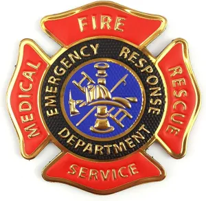 PVC Morale Patch - Fire Medical Rescue Services 3"x3"- Red/Black/Blue/Gold