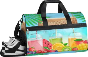 QsirBC Fruits Juices Gym Bag for Women Duffle Tote with Shoes Compartment Men Weekender Duffel For Travel Sports Swimming Overnight