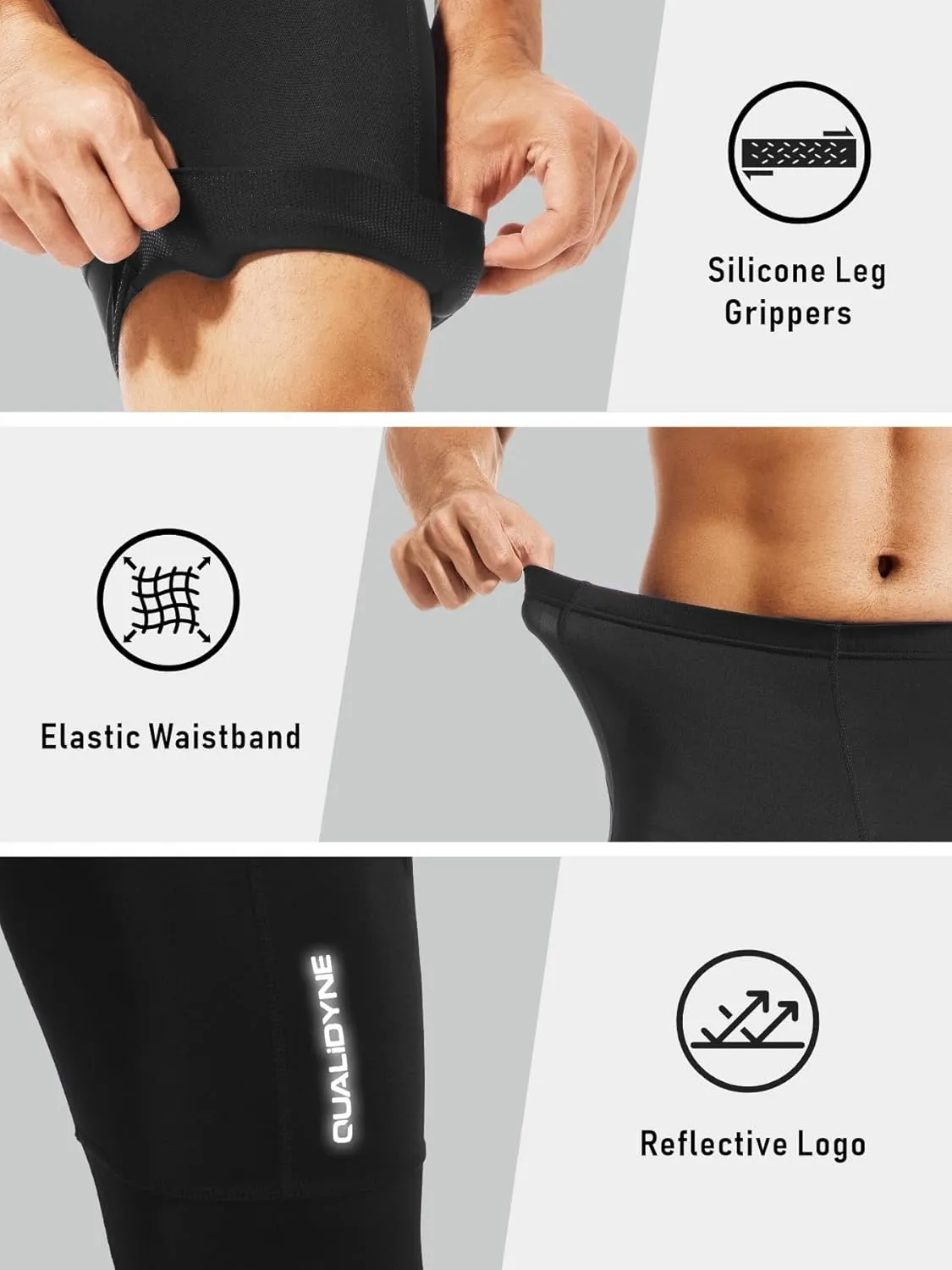 Qualidyne Men's Cycling Bike Shorts 3D Padded Biking Pants Cycle Shorts