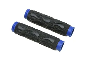 Quality Herrmans Bike Handlebar Non Slip Grips Black Blue Dual Layer MTB 130mm