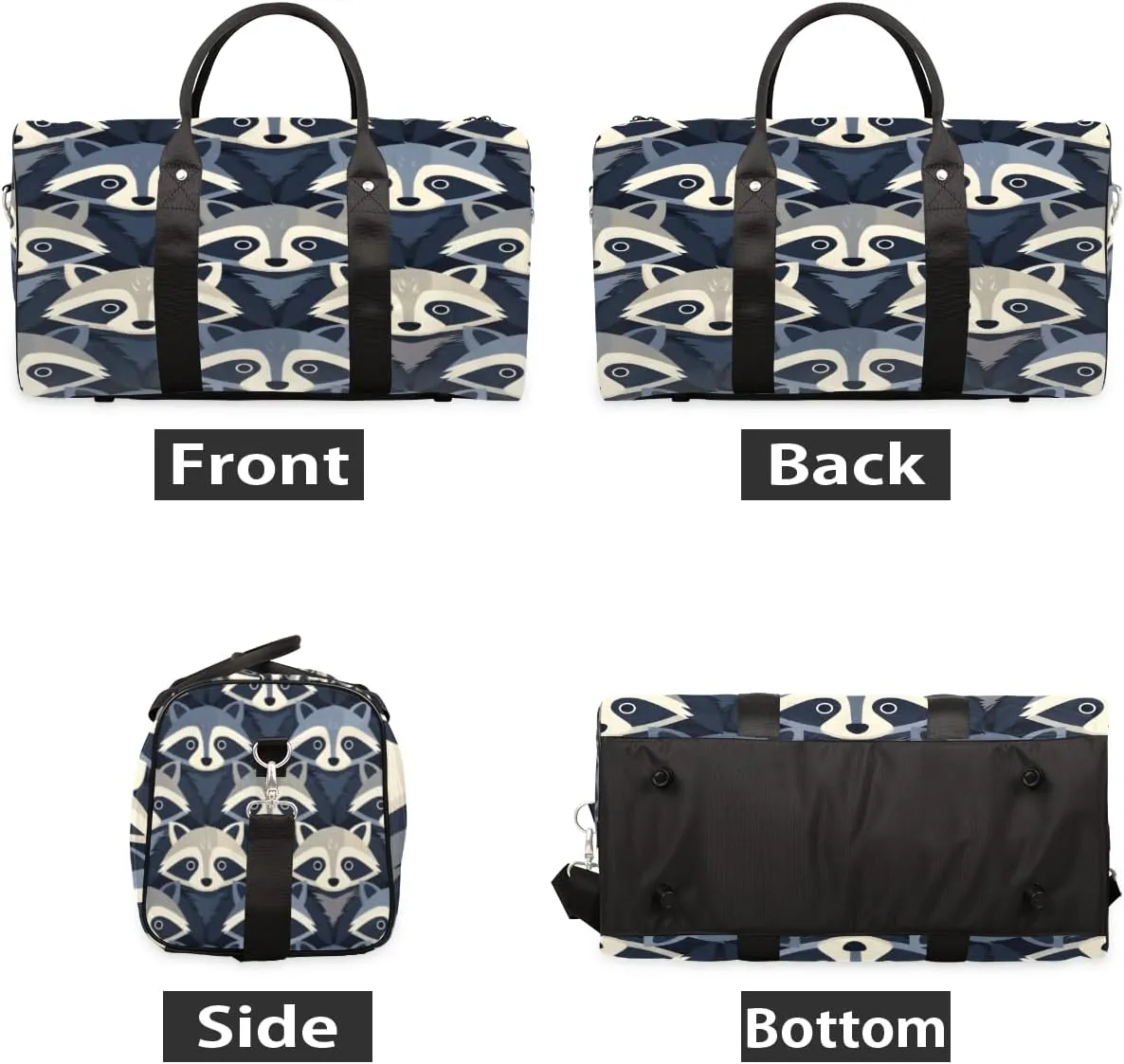 Raccoon Travel Duffle Bag, Sports Gym Bags for Women Men, Carry On Weekender Overnight Bag, Cute Workout Hospital Airplane Trips Bag