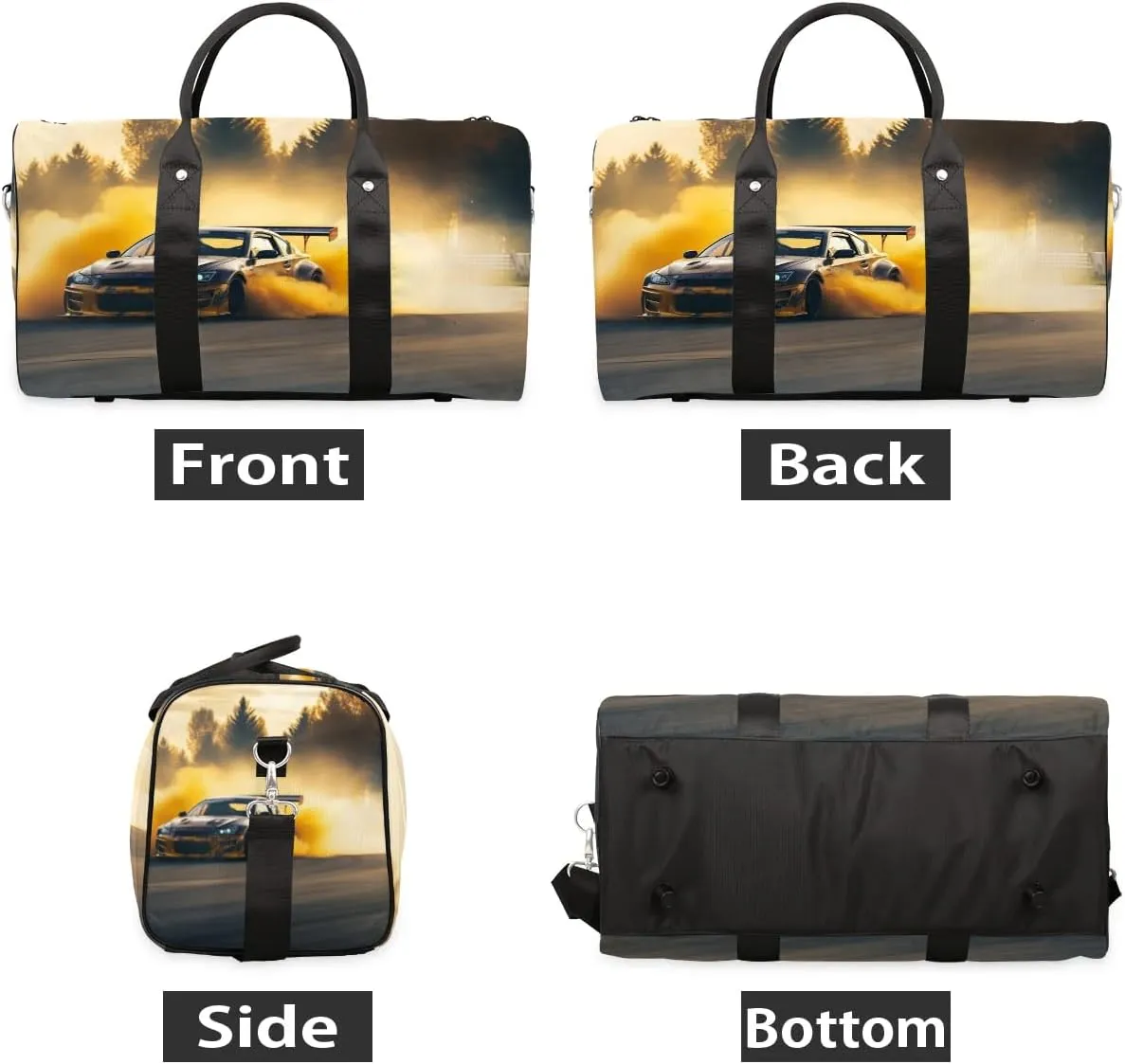 Racing Car Travel Duffel Bag for Women Men Waterproof Foldable Overnight Weekender Bag Large Capacity Sports Gym Bag