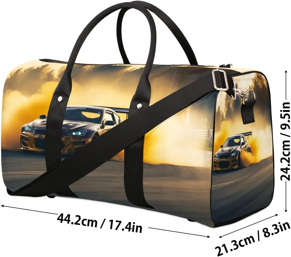 Racing Car Travel Duffel Bag for Women Men Waterproof Foldable Overnight Weekender Bag Large Capacity Sports Gym Bag