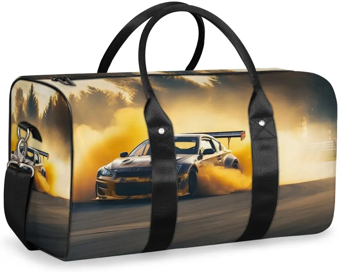 Racing Car Travel Duffel Bag for Women Men Waterproof Foldable Overnight Weekender Bag Large Capacity Sports Gym Bag