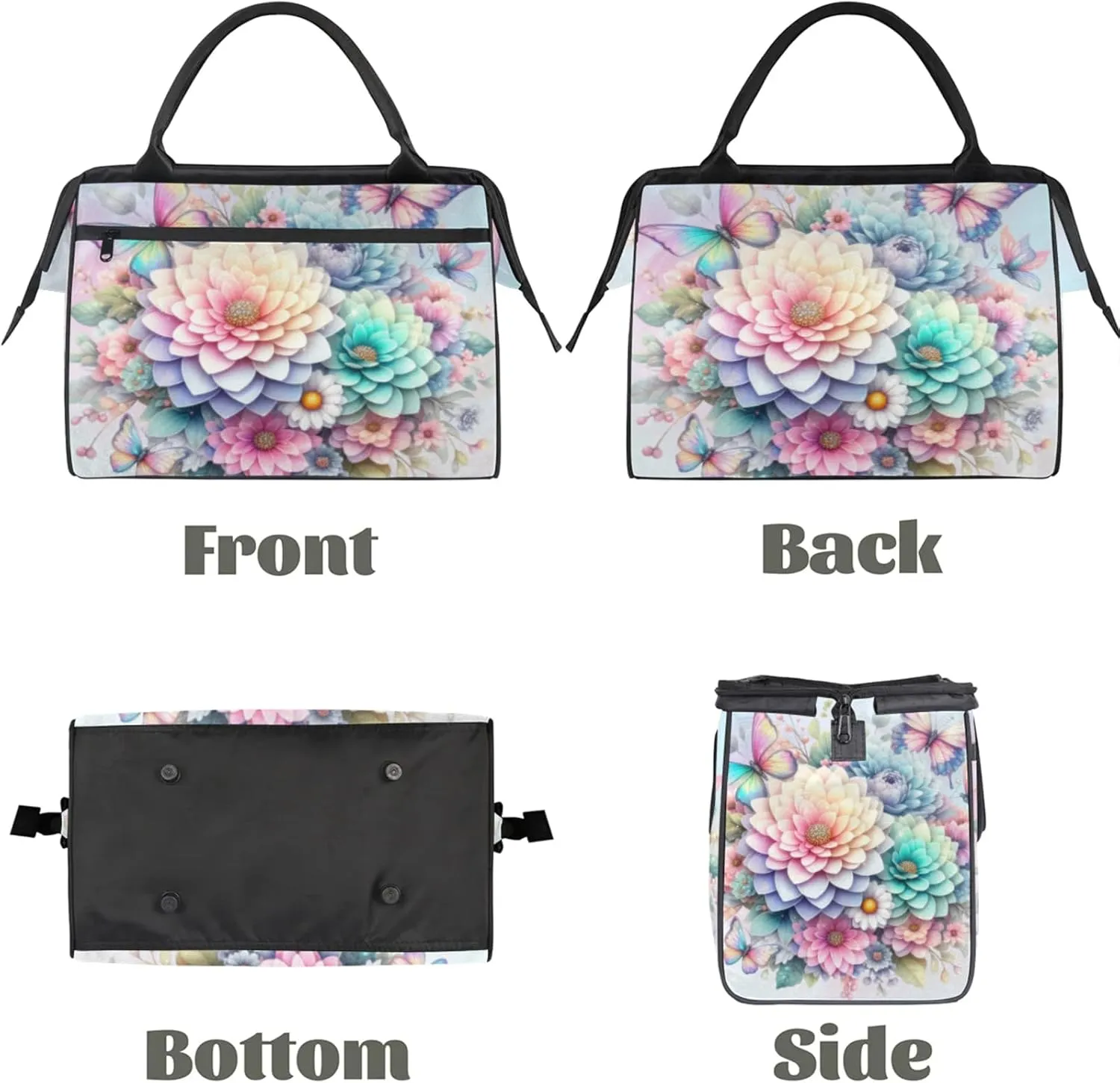 Rainbow Flower Gym Bag for Women Men Travel Sports Duffel Bag with Trolley Sleeve Waterproof Sports Gym Bag Weekender Overnight Bag Carry On Tote Bag for Travel Gym Sport