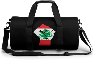Raised Fist Lebanon Flag Small Gym Bag for Men Women Swim Dance Travel Tote Duffle Bags with Shoulder Strap, style
