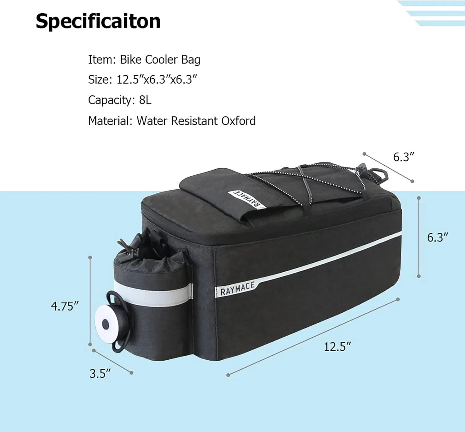 RAYMACE Bike Rear Rack Bag with Tail Light, Bike Truck Cooler Bag for Warm or Cold Items