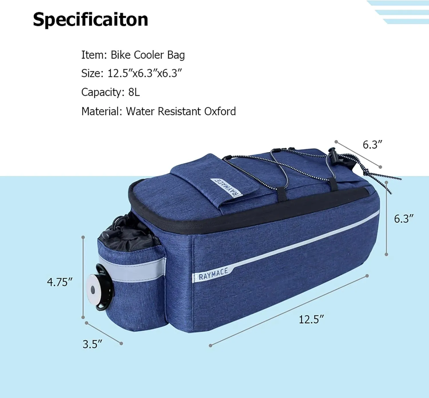 RAYMACE Bike Rear Rack Bag with Tail Light, Bike Truck Cooler Bag for Warm or Cold Items