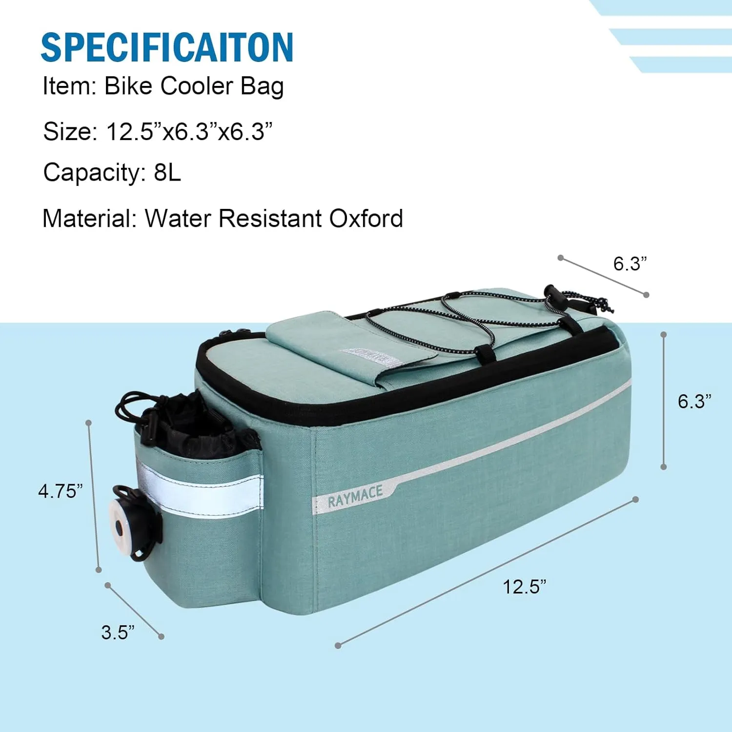 RAYMACE Bike Rear Rack Bag with Tail Light, Bike Truck Cooler Bag for Warm or Cold Items