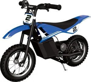 Razor MX125 Dirt Rocket Electric-Powered Bike with Authentic Motocross Geometry, Rear-Wheel Drive,100-watt, high-Torque, Chain-Driven Motor, for Kids 7 , Blue