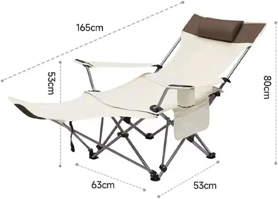 Reclining Camping Chair with Foot Rest, Portable Adjustable Folding Chairs with Headrest & Cup Holders & Storage Bag, Supports up to 330 pounds, for Camping Fishing and Other Outdoor
