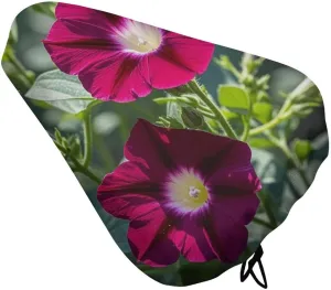 Red Geraniums Bike Seat Cover Water-Repellent Exercise Bike Seat Cushion Bicycle Saddle Cover with Drawstring Rain Snow Dust Covers for City Mountain Road Biking