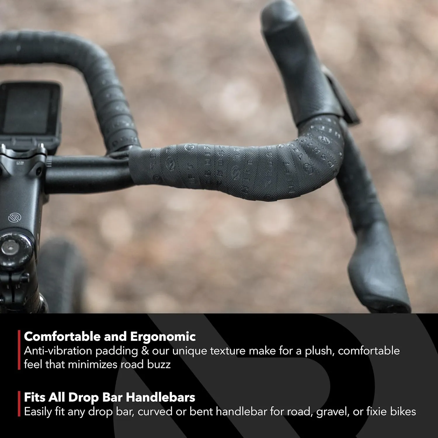 REDSHIFT Really Long Bike Handlebar Tape for Road Bikes, Gravel, Fixie Bicycles Drop Bar Handle Wrap, Ergonomic Comfort Cycling Accessory, 315cm Long, Black Color