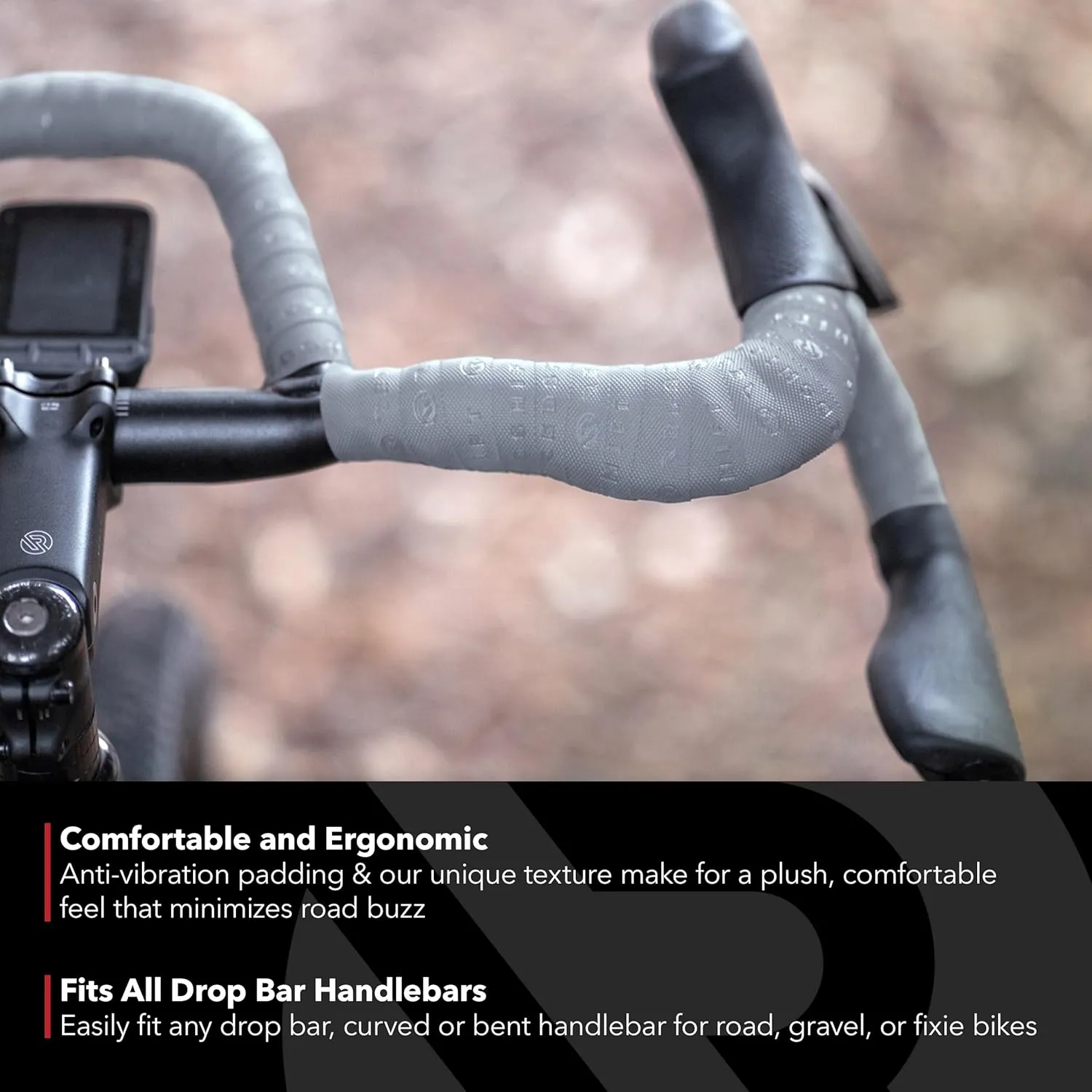REDSHIFT Really Long Bike Handlebar Tape for Road Bikes, Gravel, Fixie Bicycles Drop Bar Handle Wrap, Ergonomic Comfort Cycling Accessory, 315cm Long, Grey Color