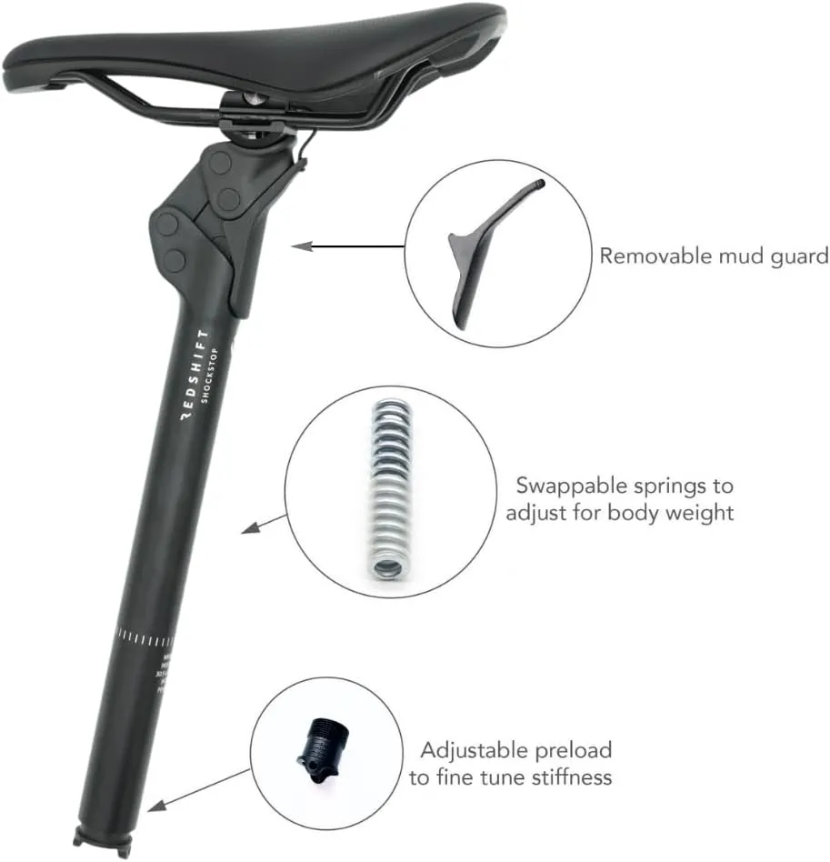 REDSHIFT ShockStop City Suspension Seatpost, Bicycle Shock Absorber, Bike Seat Post for E-Bike, City, Commuter, Aluminum