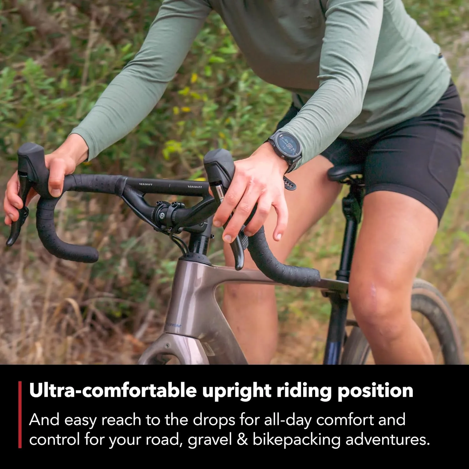 REDSHIFT Top Shelf Low Flare Handlebar for Road, Gravel, Touring, and Commuter Bikes, Aluminum Drop Bar, with 50mm of Rise, 47cm Width