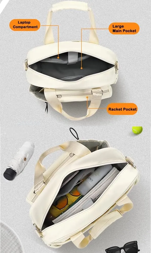 Rejolly Tennis Shoulder Bag Large Water Resistant Tote Handbag for Tennis Racket, Pickleball Paddles, Badminton Racquet