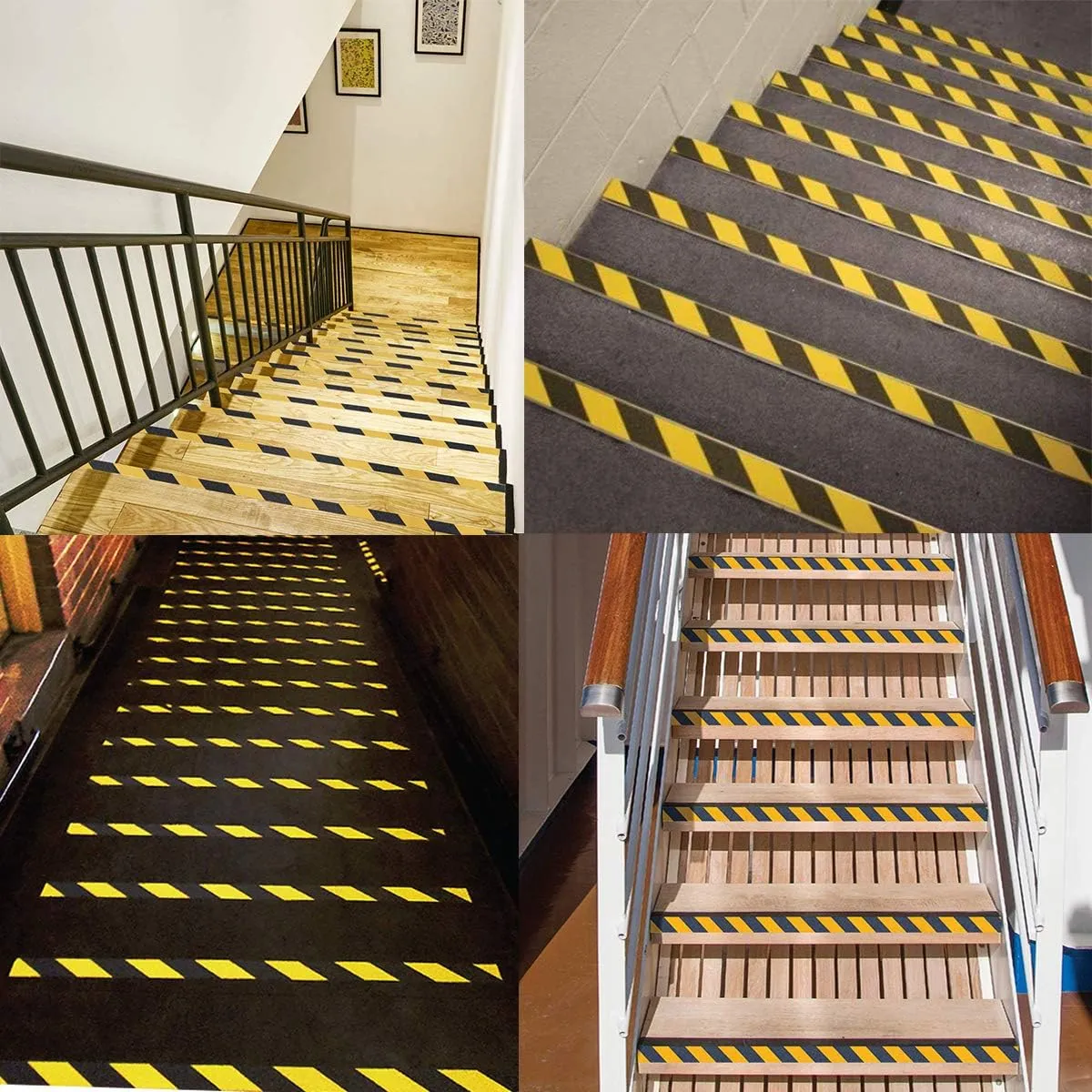 RELIANCER Anti Slip Safety Grip Tape 4inx60ft Non Skid Tread Safety Tape with High Traction Grit Yellow & Black Marking Self-Adhesive Tape Hazard Caution Warning Tape for Stairs Steps Deck