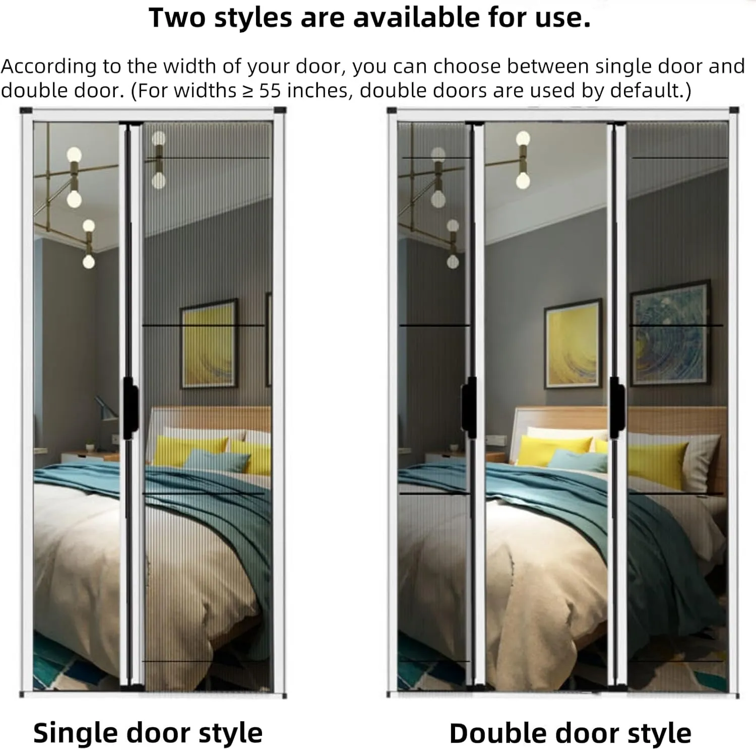 Retractable Screen Door,No-Drilling Folding Screen Door for Single or Double Door,Low-Profile Tracks Sliding Door with Aluminum Frame,Keeping Insects Out,Custom Size (Brown)