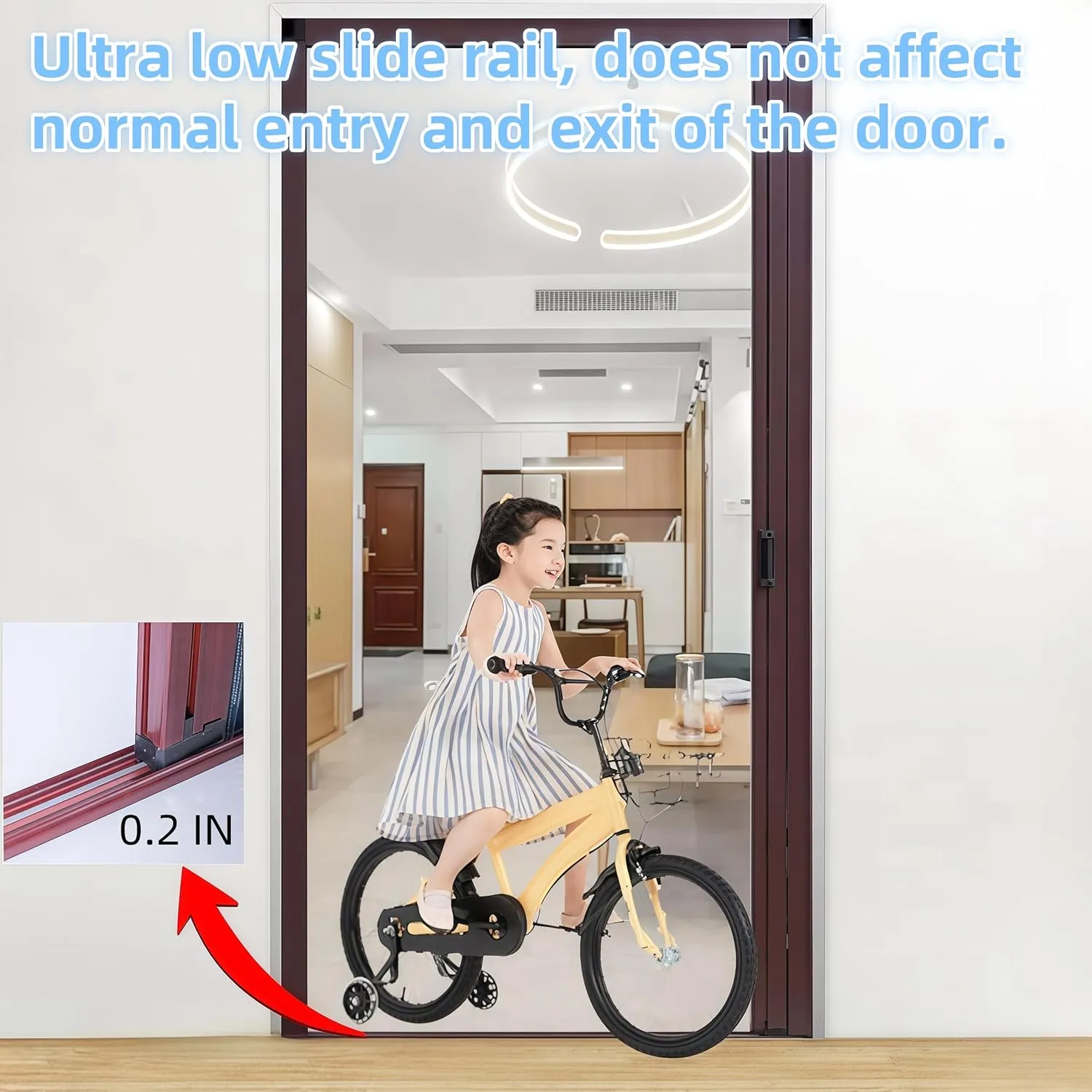 Retractable Screen Door,No-Drilling Folding Screen Door for Single or Double Door,Low-Profile Tracks Sliding Door with Aluminum Frame,Keeping Insects Out,Custom Size (White)
