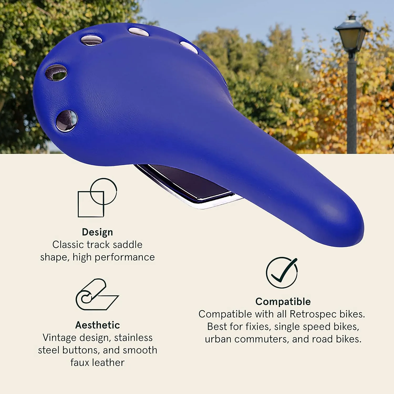 Retrospec Bicycles 6 Button Track/Velo Saddle