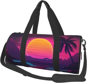 Retrowave pictures Printed Sports Gym Bag for Men Women Foldable Duffel Bag Carry On Weekender Bag for Travel Sports